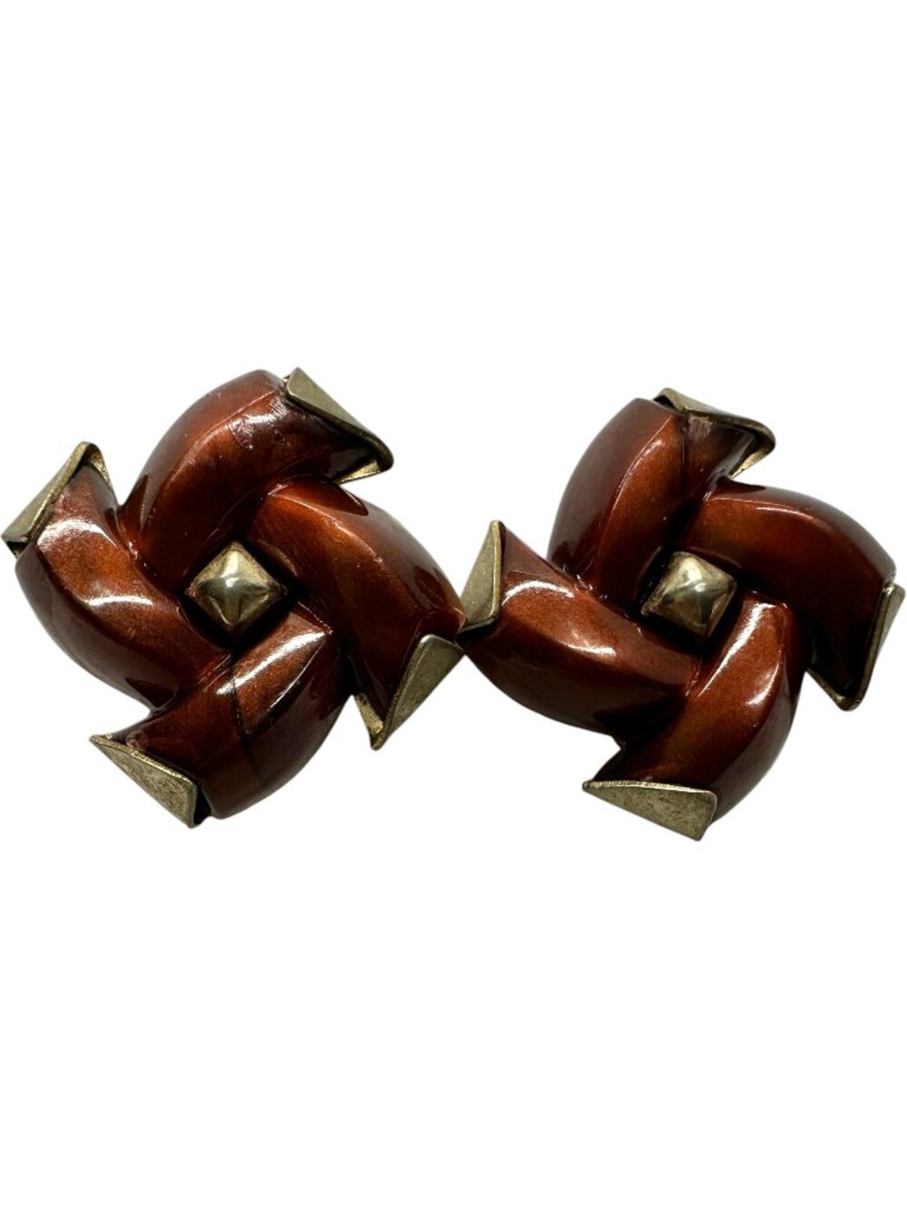 Vintage Square Pinwheel Clip-on Earrings